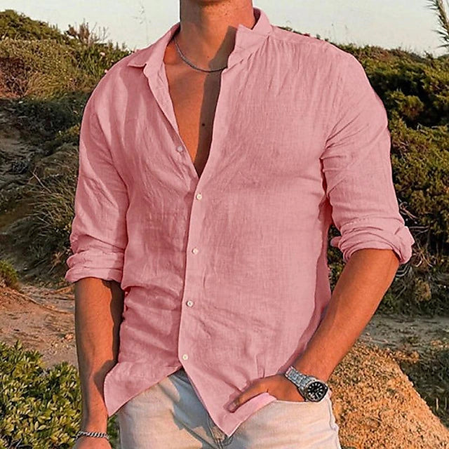 Casual Men's Long-Sleeved Linen Shirt – Milan